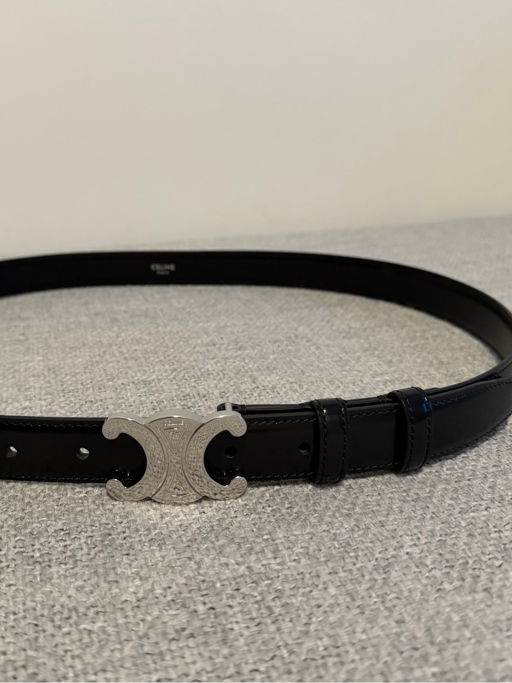 Celine Triomphe Belt 25mm in Taurillon Leather